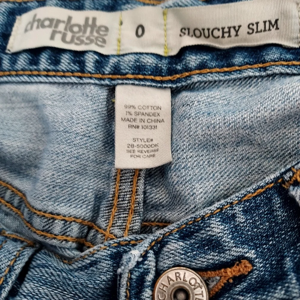 Charlotte Russe Slouchy Slim Super distressed jeans size 0 Grunge Relaxed